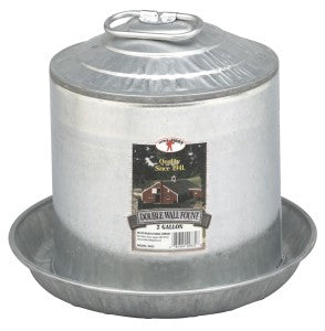 Double Wall Fount Poultry Waterer - 2 Gal, Galvanized