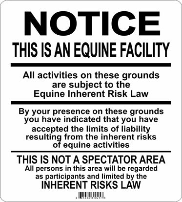 Sign: Supplemental Equine Warning